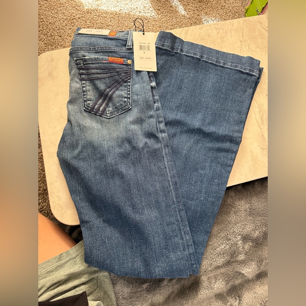 7 For All Mankind Indigo Wide Leg Jeans
